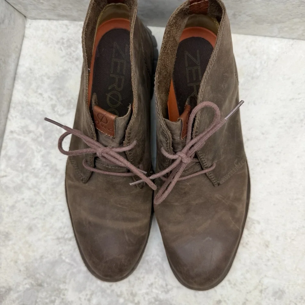 Cole Haan Men's 10 Zerogrand Chukka Lightweight Flex Sole Brown Leather Boots